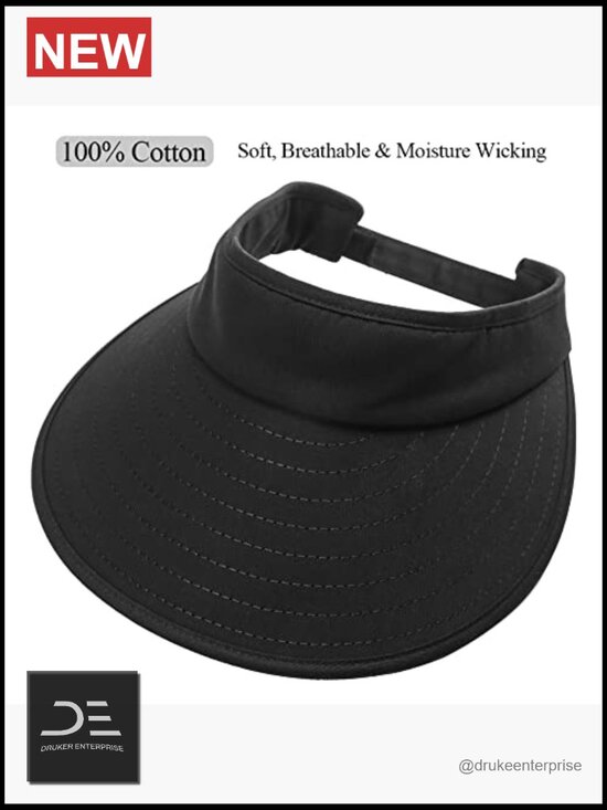 Women\'s Large Brim Sun Visor Hat UV Protection Beach Cap Cotton main image 4
